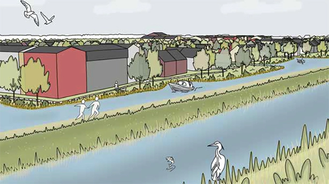 Doesenburg vanaf de Westerweg bezien